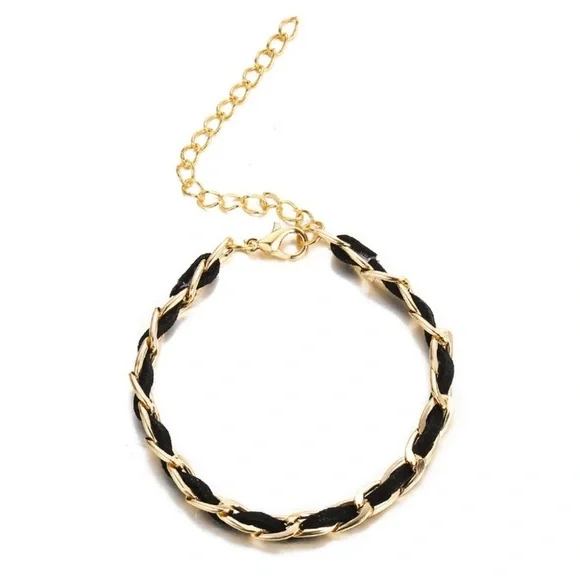 Gold & Black Chain PU Bracelet - Picture 3 of 6